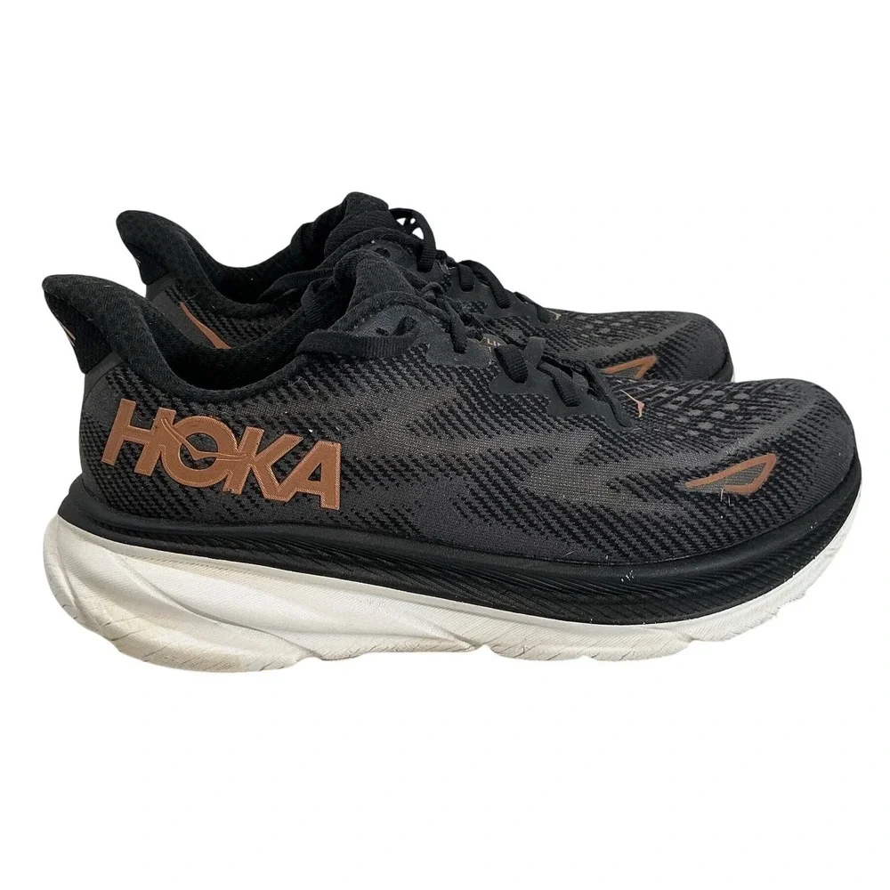 Hoka‎ Clifton 9 Black Copper Running Shoes Womens 7.5 Wide 1132211 BCPPR